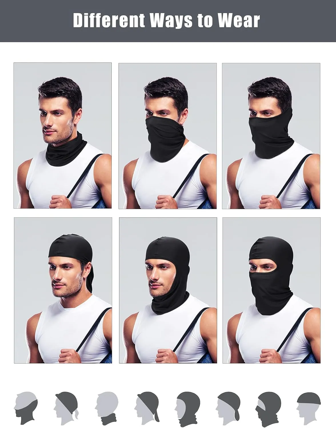 9 Pieces Ski Mask for Men Balaclava Face Mask Summer Face Mask Balaclava Full Face Mask Breathable Hood for Outdoor Use