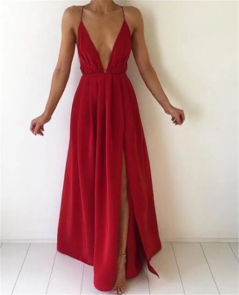 Flytonn-Graduation Gift Back to School Season Summer Vacation Dress Spring Outfit Fashion Sexy V-neck Low Chest Suspender Backless Women's Chiffon Dress
