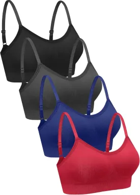Geyoga 4 Pieces Neck Bralettes Wireless Cami Bra Tank Top Sports Bra for Women Girls