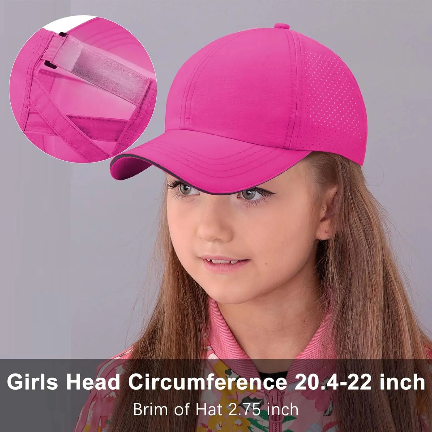 Girls Criss Cross Ponytail Hat Mesh Baseball Cap Kids Quick Dry Ponycap Hats Outdoor Summer Sports Hat Age 7-12