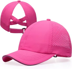 Girls Criss Cross Ponytail Hat Mesh Baseball Cap Kids Quick Dry Ponycap Hats Outdoor Summer Sports Hat Age 7-12