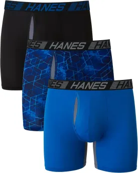 Hanes Men??s Total Support Pouch Boxer Briefs, X-Temp Cooling, Moisture-Wicking Underwear, Regular, Long-leg and Trunk, 3-Pack