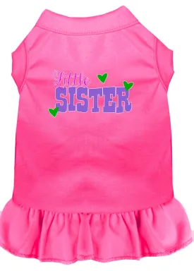 Little Sister Screen Print Dog Dress Bright Pink 4x