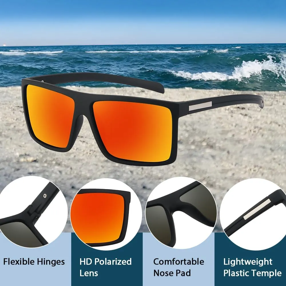 Men??s Classic Style Square Polarized Sunglasses Plastic Lightweight Eyewear UV Protection For Driving