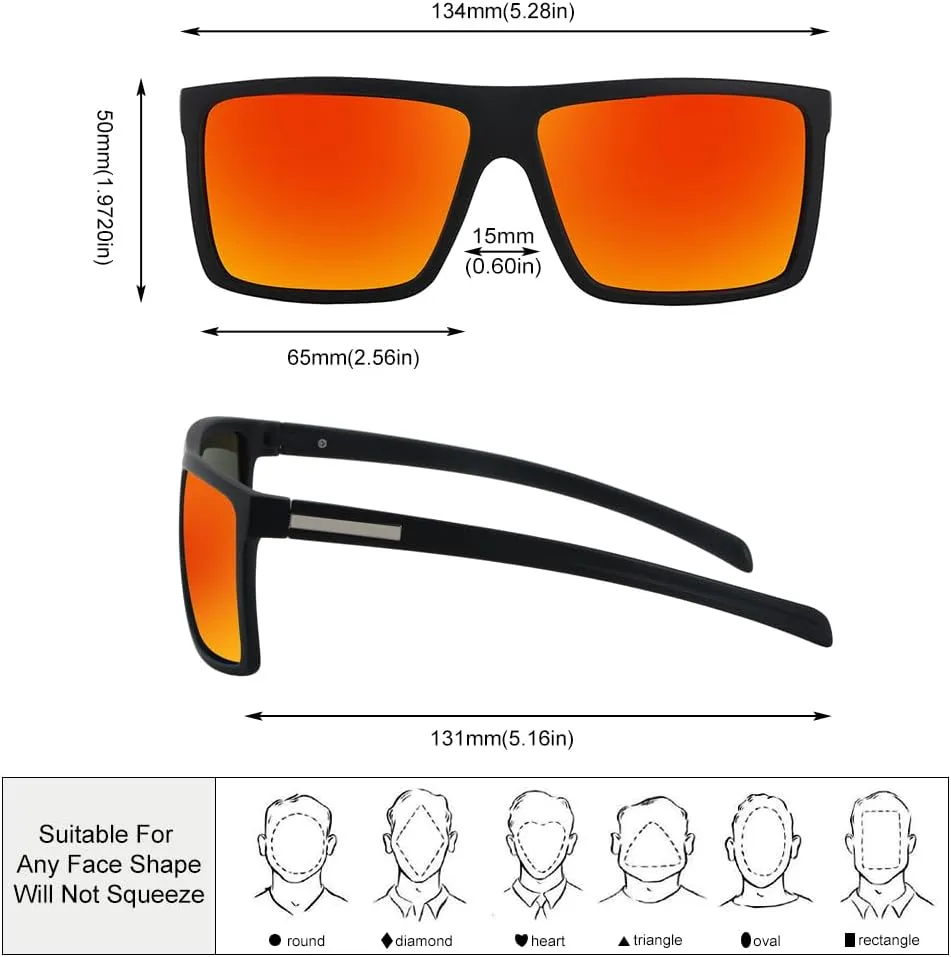 Men??s Classic Style Square Polarized Sunglasses Plastic Lightweight Eyewear UV Protection For Driving