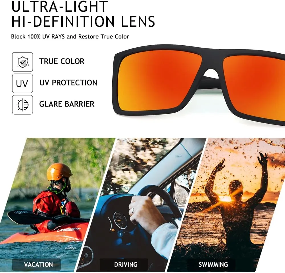 Men??s Classic Style Square Polarized Sunglasses Plastic Lightweight Eyewear UV Protection For Driving