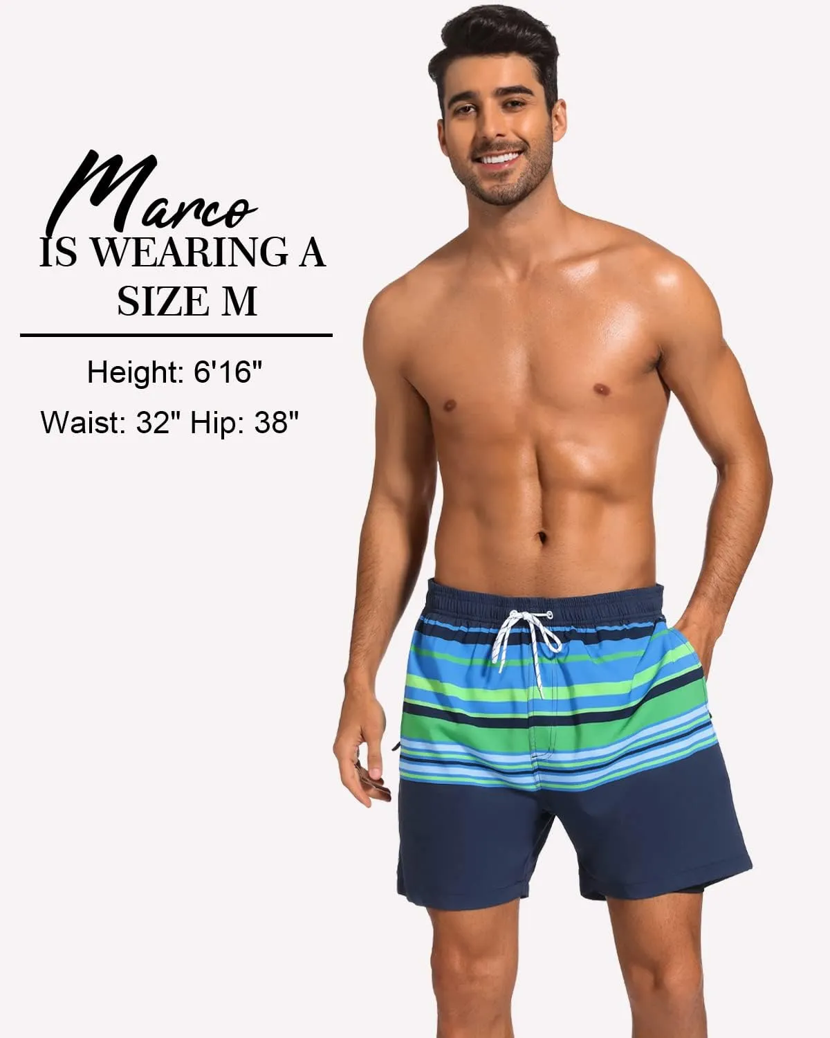 SILKWORLD Mens Swim Trunks with Compression Liner 2 in 1 Quick Dry Bathing Suit Beach Shorts with Zipper Pockets