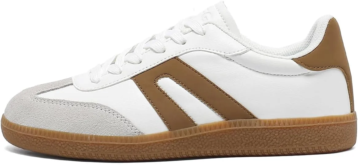 Women's Retro Gum Sole Fashion Sneakers-Lace Detail Casual Retro Walking Shoes-Gum Sole Casual Tennis-Anti Slip Trainers